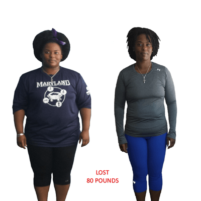 Carla before and after losing 80 pounds at Repke Fitness